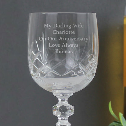Personalised Cut Crystal Wine Glass - MK&JD Gifts
