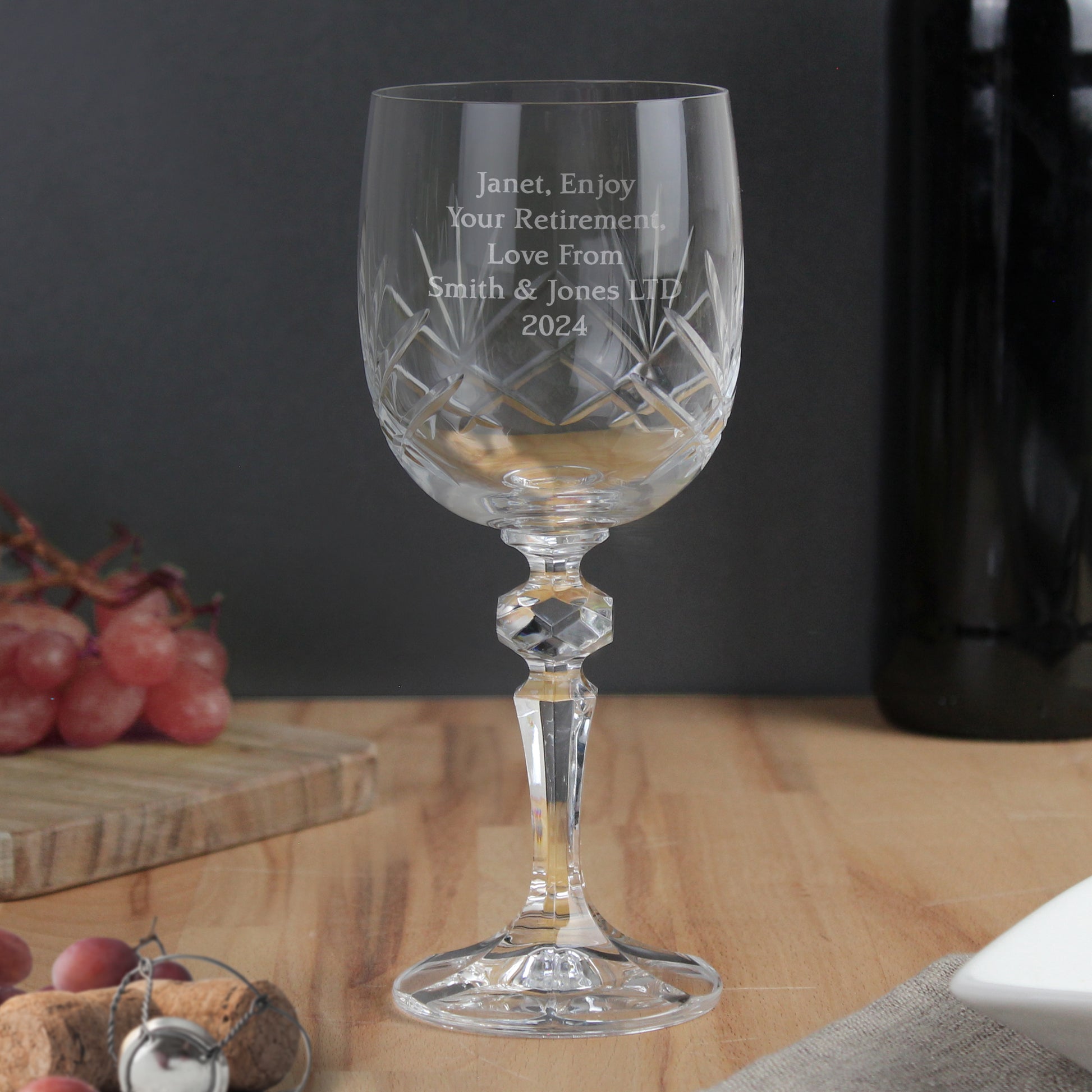 Personalised Cut Crystal Wine Glass - MK&JD Gifts