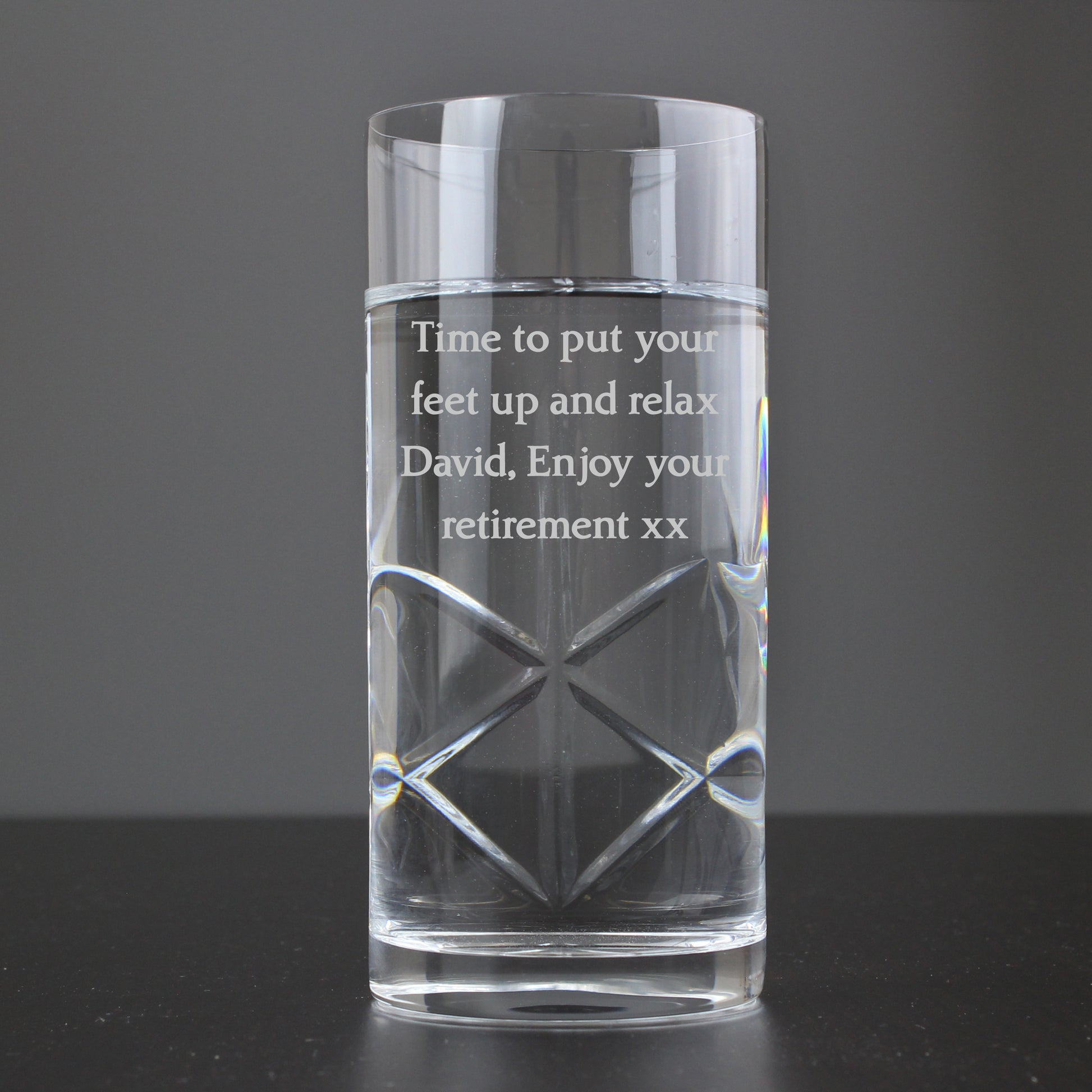 Personalised Cut Crystal Hi Ball Glass - MK&JD Gifts
