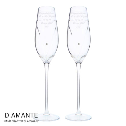Personalised Hand Cut Heart Pair of Flutes with Gift Box - MK&JD Gifts