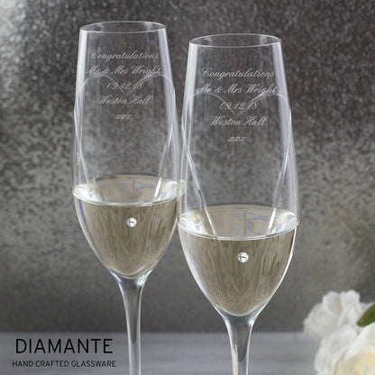 Personalised Hand Cut Heart Pair of Flutes with Gift Box - MK&JD Gifts