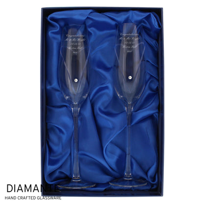 Personalised Hand Cut Heart Pair of Flutes with Gift Box - MK&JD Gifts