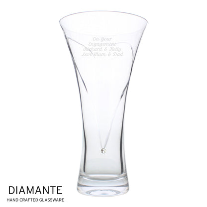 Personalised Large Hand Cut Diamante Heart Vase - MK&JD Gifts