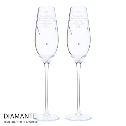 Personalised Hand Cut Little Hearts Pair of Flutes with Gift Box - MK&JD Gifts