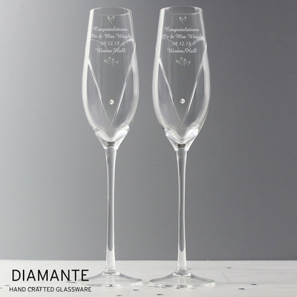 Personalised Hand Cut Little Hearts Pair of Flutes with Gift Box - MK&JD Gifts