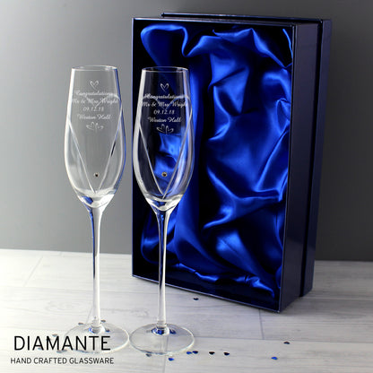 Personalised Hand Cut Little Hearts Pair of Flutes with Gift Box - MK&JD Gifts