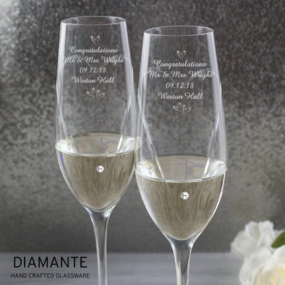 Personalised Hand Cut Little Hearts Pair of Flutes with Gift Box - MK&JD Gifts