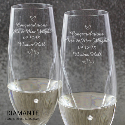 Personalised Hand Cut Little Hearts Pair of Flutes with Gift Box - MK&JD Gifts