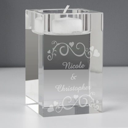 Personalised Ornate Swirl Glass Tea Light Candle Holder - MK&JD Gifts