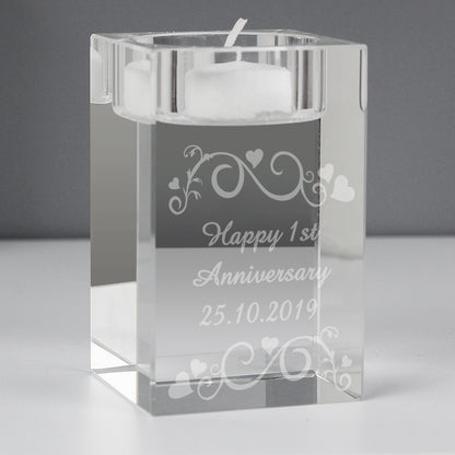Personalised Ornate Swirl Glass Tea Light Candle Holder - MK&JD Gifts
