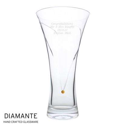 Personalised Large Hand Cut Gold Diamante Heart Vase - MK&JD Gifts