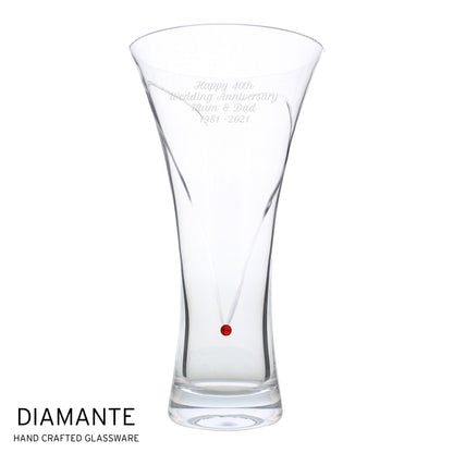 Personalised Large Hand Cut Ruby Diamante Heart Vase - MK&JD Gifts