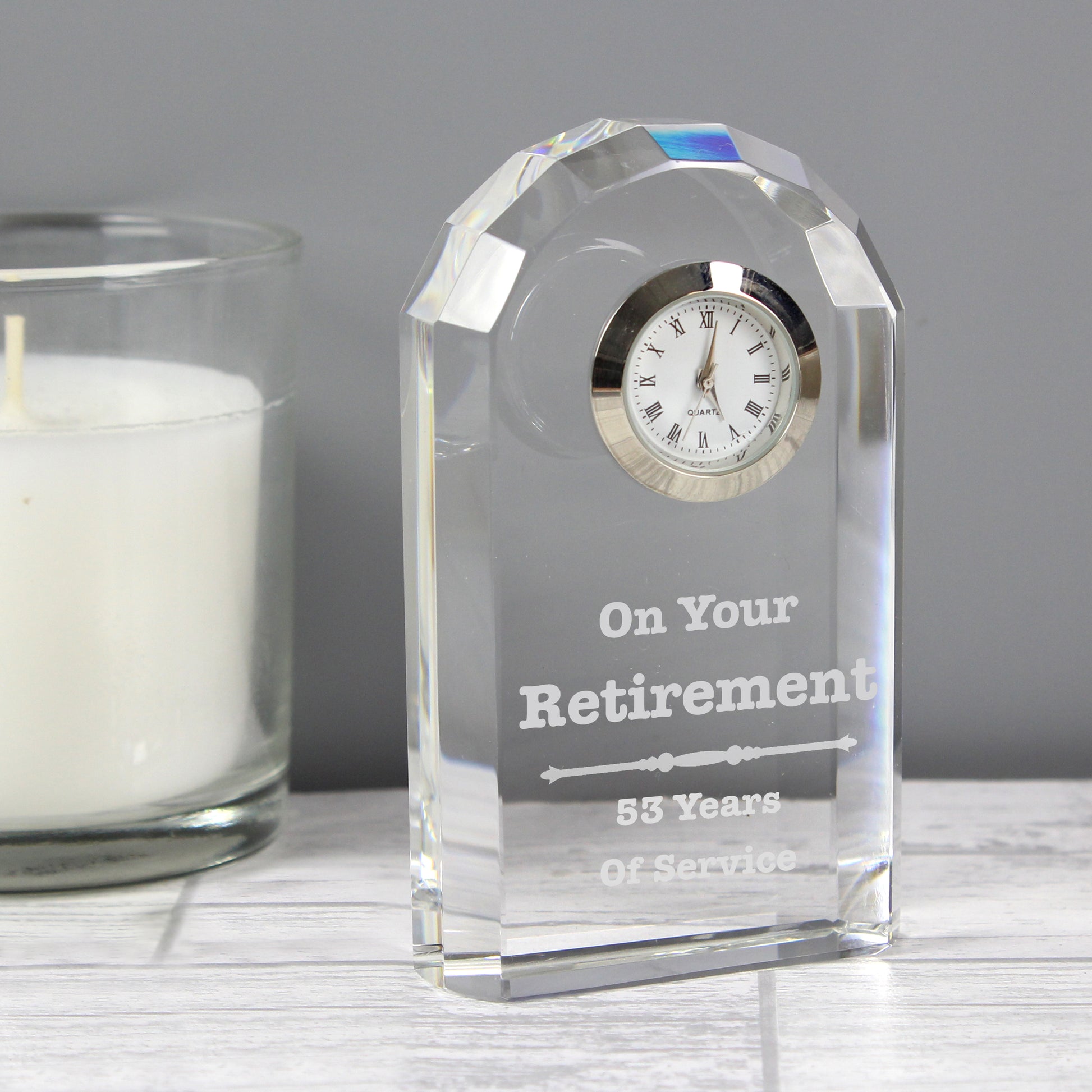 Personalised Scroll Design Crystal Clock - MK&JD Gifts