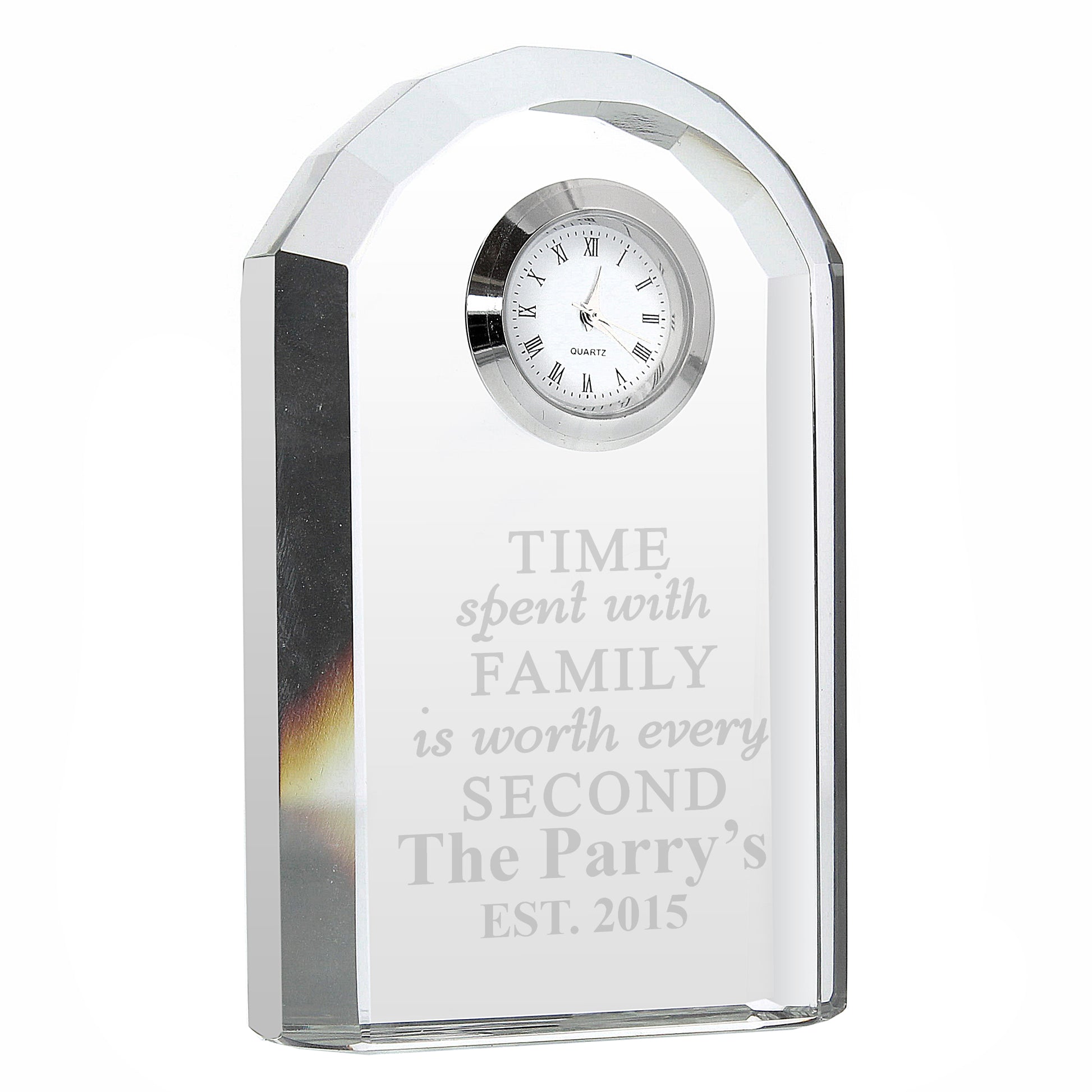 Personalised Time Spent With Family Crystal Clock - MK&JD Gifts
