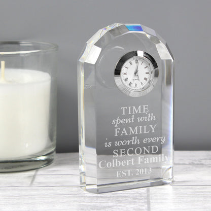 Personalised Time Spent With Family Crystal Clock - MK&JD Gifts