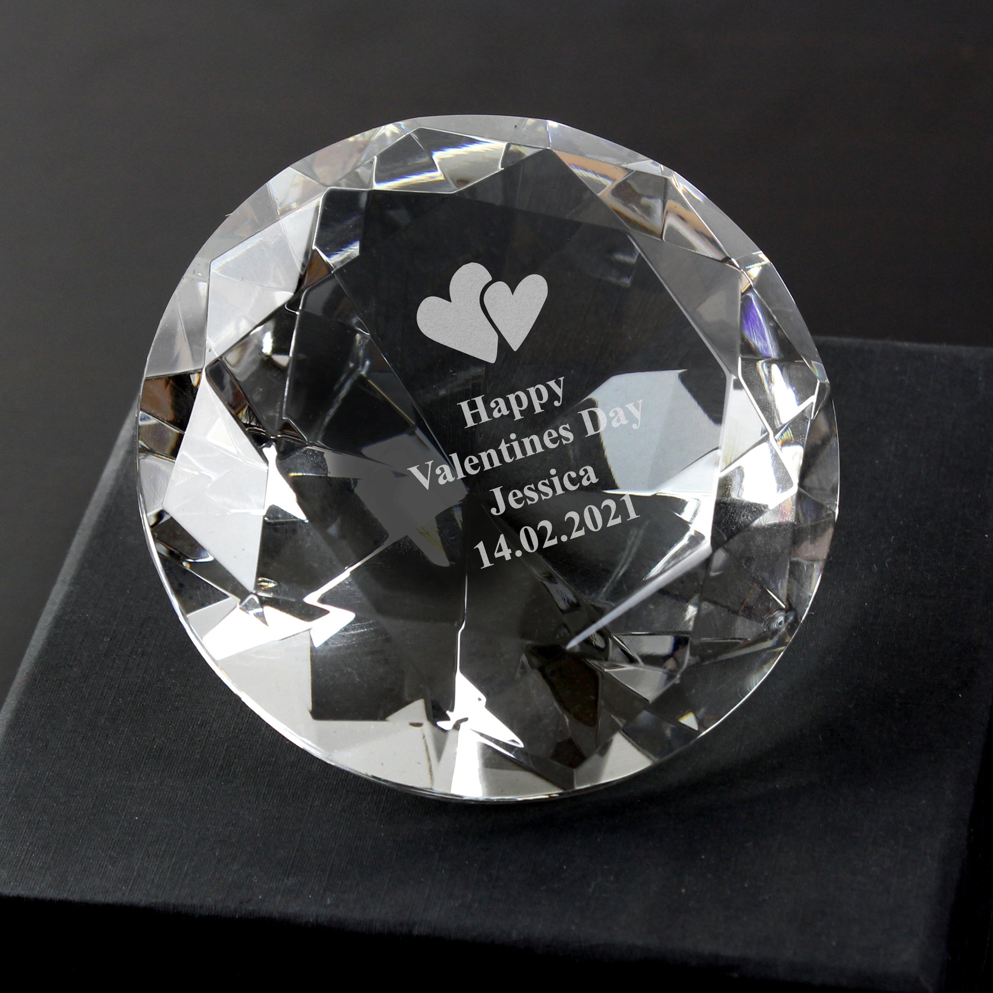 Personalised Heart Motif Diamond Paperweight - MK&JD Gifts