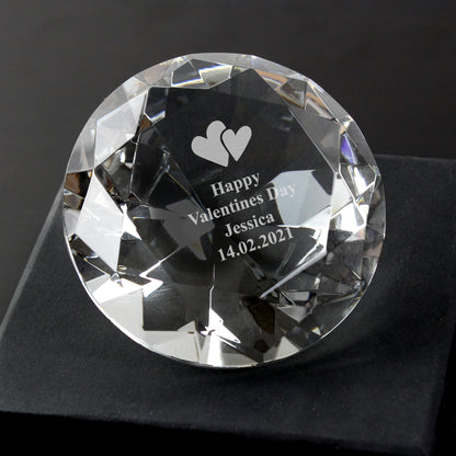 Personalised Heart Motif Diamond Paperweight - MK&JD Gifts