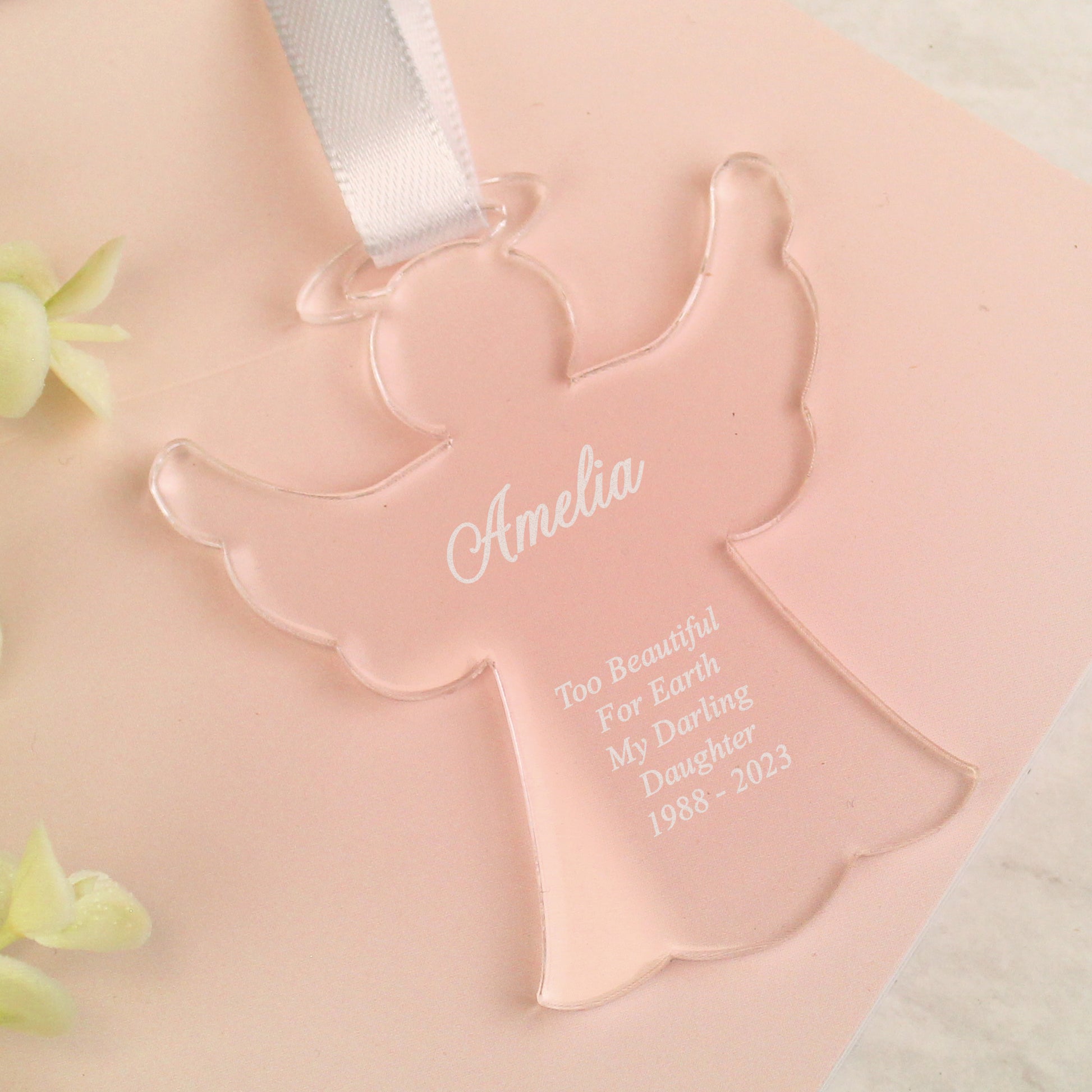Personalised Acrylic Angel Decoration - MK&JD Gifts