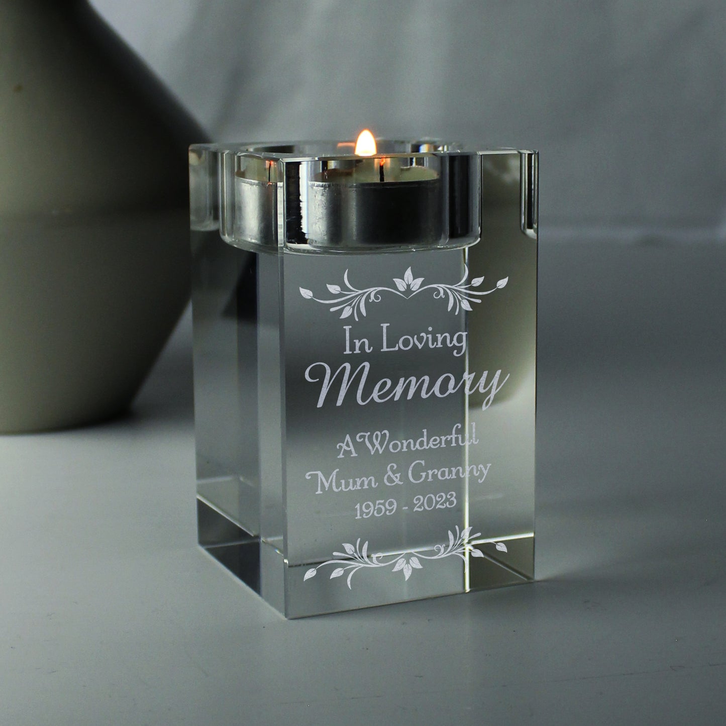 Personalised Sentiments Glass Tea Light Holder - MK&JD Gifts