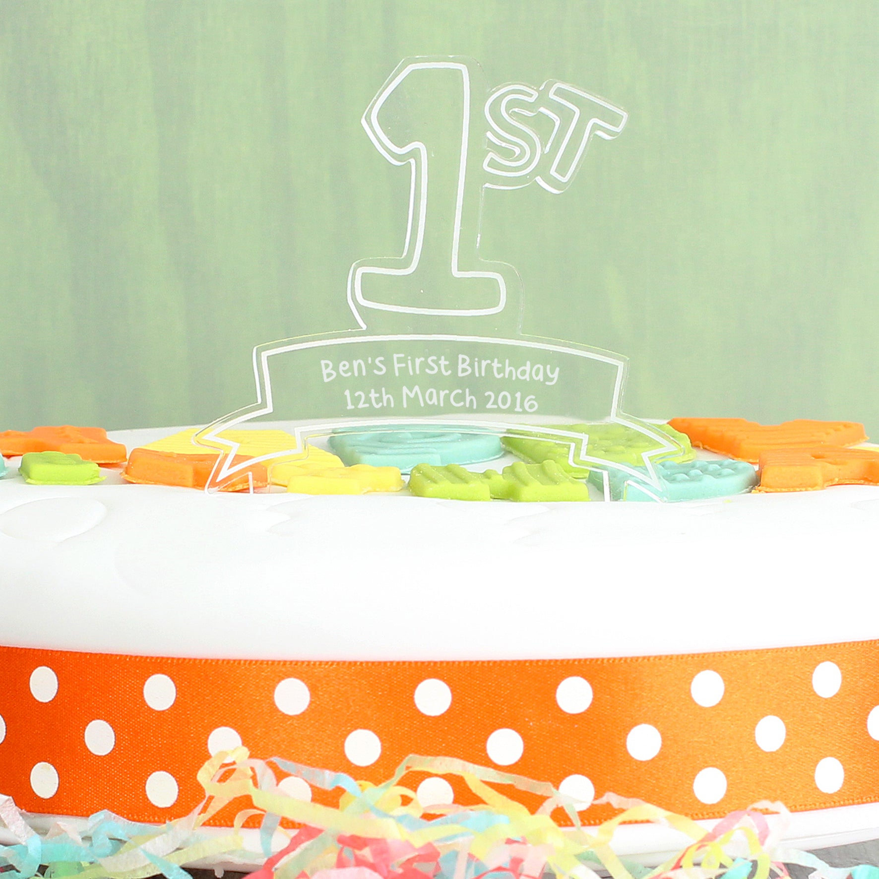 Personalised Acrylic '1st' Celebration Cake Topper - MK&JD Gifts
