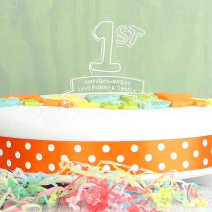Personalised Acrylic '1st' Celebration Cake Topper - MK&JD Gifts