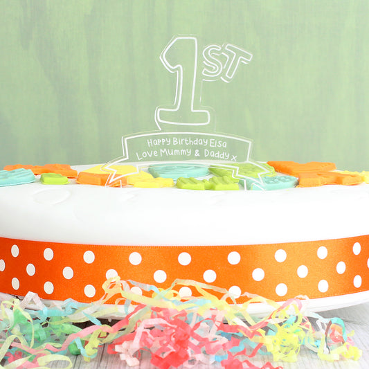 Personalised Acrylic '1st' Celebration Cake Topper - MK&JD Gifts