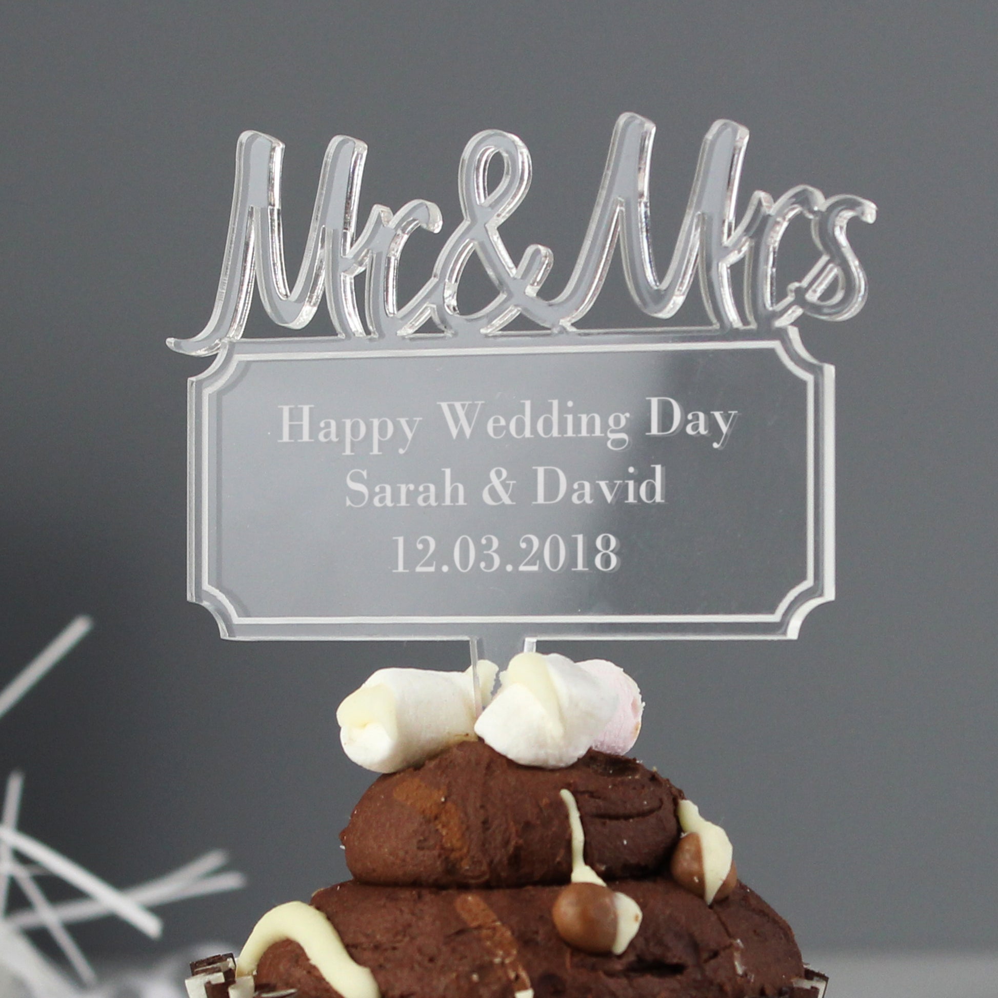 Personalised Mr & Mrs Plaque Acrylic Cake Topper - MK&JD Gifts