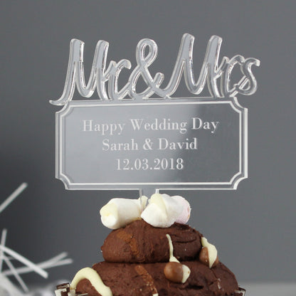 Personalised Mr & Mrs Plaque Acrylic Cake Topper - MK&JD Gifts
