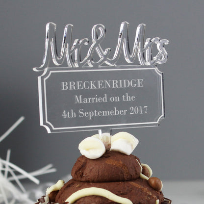 Personalised Mr & Mrs Plaque Acrylic Cake Topper - MK&JD Gifts