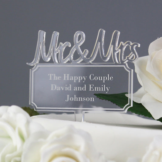 Personalised Mr & Mrs Plaque Acrylic Cake Topper - MK&JD Gifts