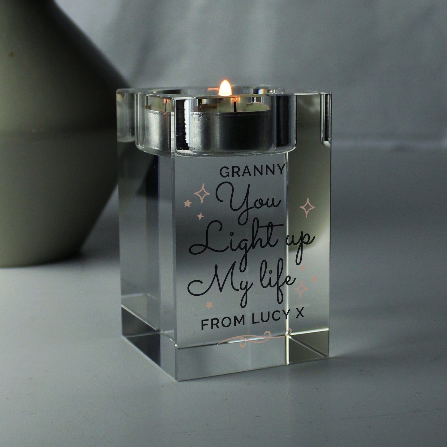 Personalised You Light Up My Life Glass Tea Light Holder - MK&JD Gifts