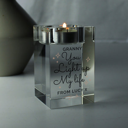 Personalised You Light Up My Life Glass Tea Light Holder - MK&JD Gifts