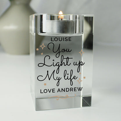 Personalised You Light Up My Life Glass Tea Light Holder - MK&JD Gifts