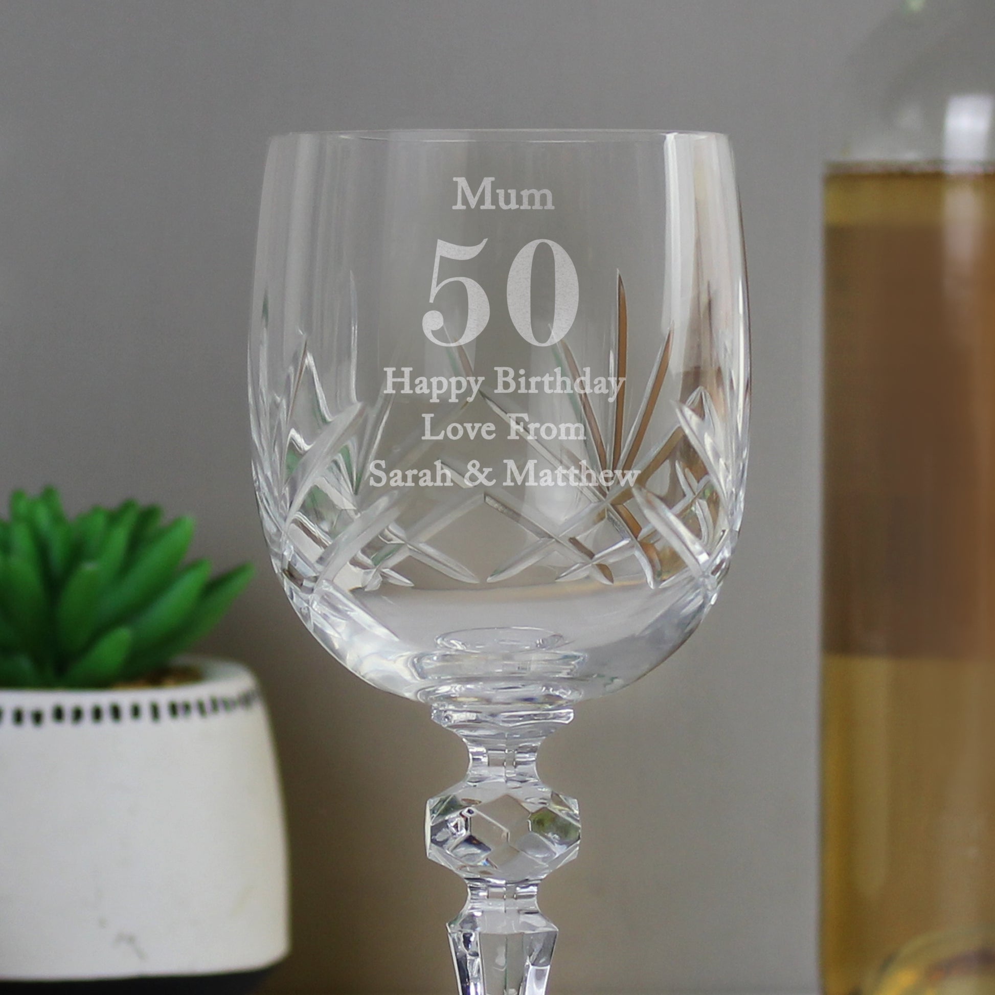 Personalised Big Age Cut Crystal Wine Glass - MK&JD Gifts