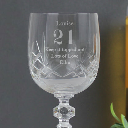 Personalised Big Age Cut Crystal Wine Glass - MK&JD Gifts