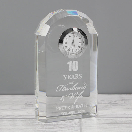 Personalised Anniversary Crystal Clock - MK&JD Gifts
