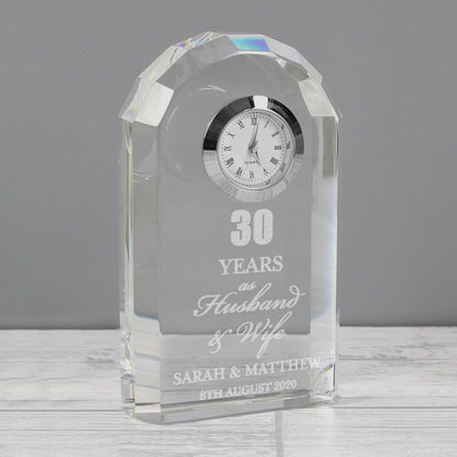 Personalised Anniversary Crystal Clock - MK&JD Gifts