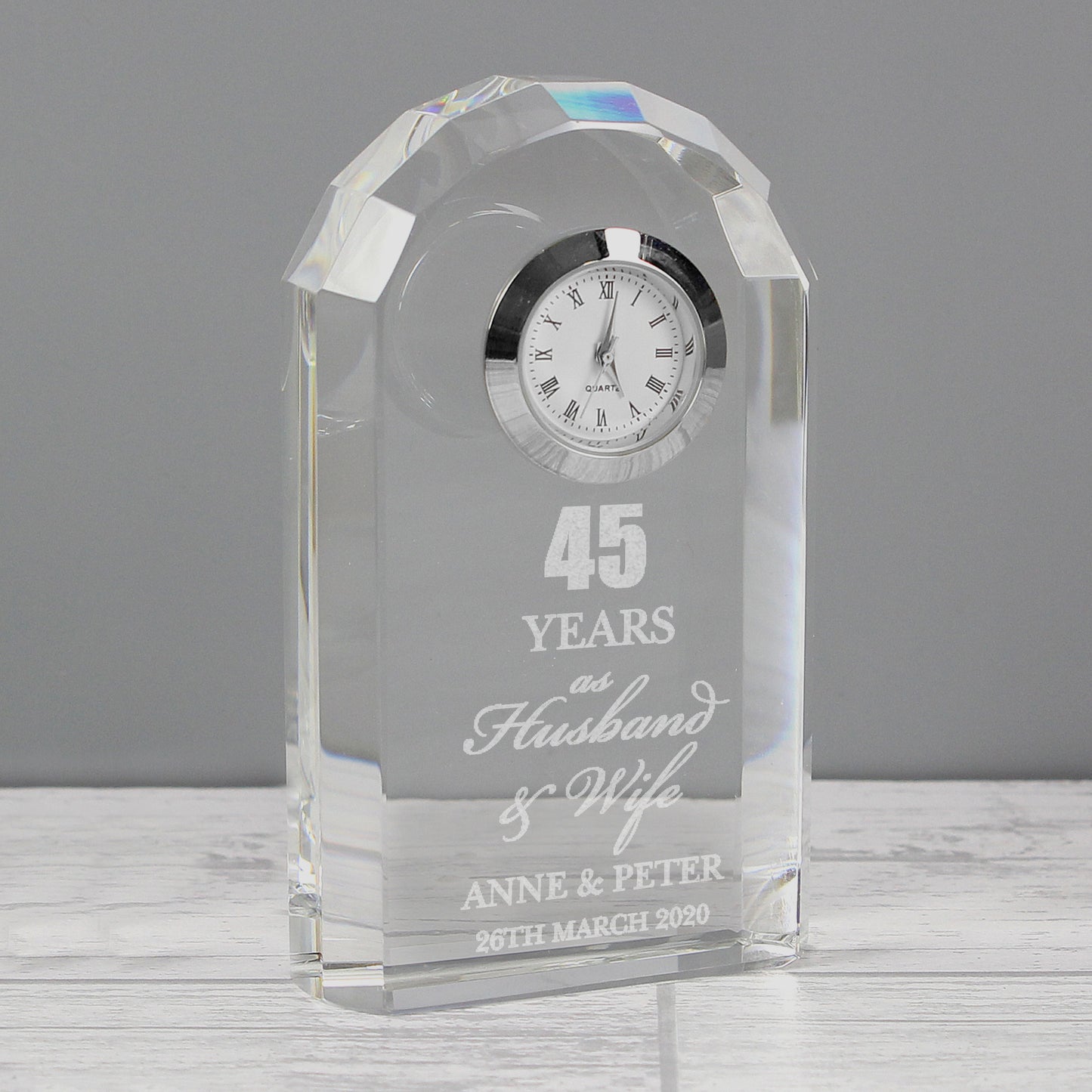 Personalised Anniversary Crystal Clock - MK&JD Gifts