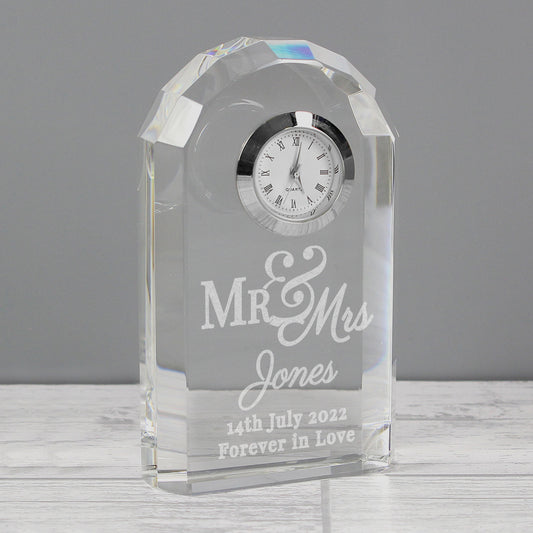 Personalised Mr & Mrs Crystal Clock - MK&JD Gifts