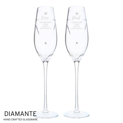 Personalised Hand Cut Heart Celebration Pair of Flutes with Gift Box - MK&JD Gifts