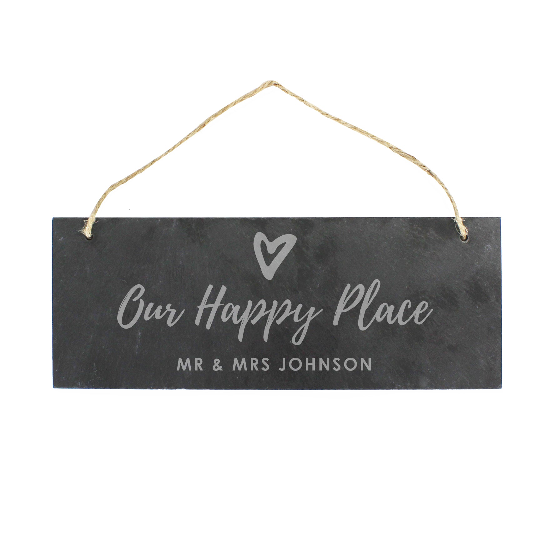 Personalised Our Happy Place Hanging Slate Plaque - MK&JD Gifts