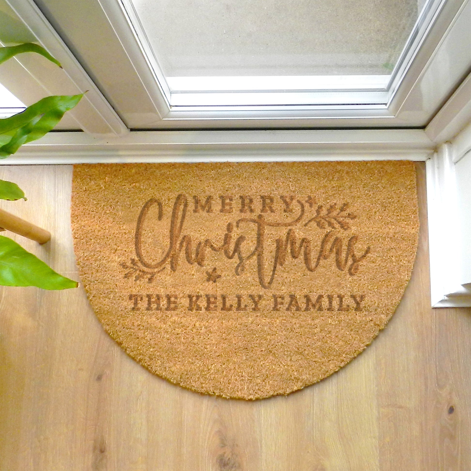 Personalised Christmas Half Moon Indoor Doormat - MK&JD Gifts