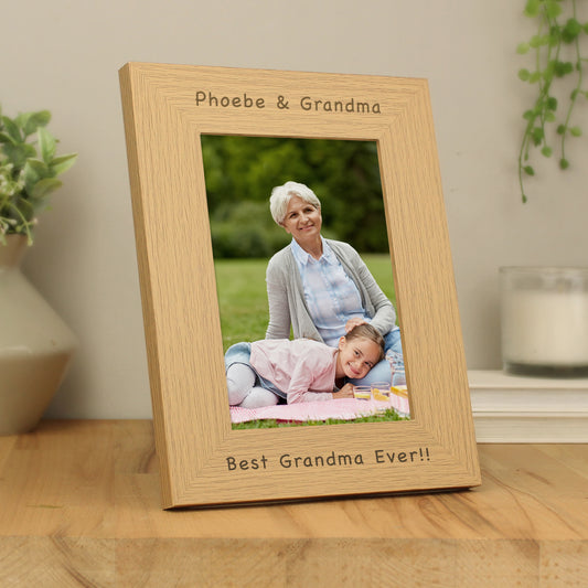 Personalised 5x7 Oak Finish Photo Frame - MK&JD Gifts