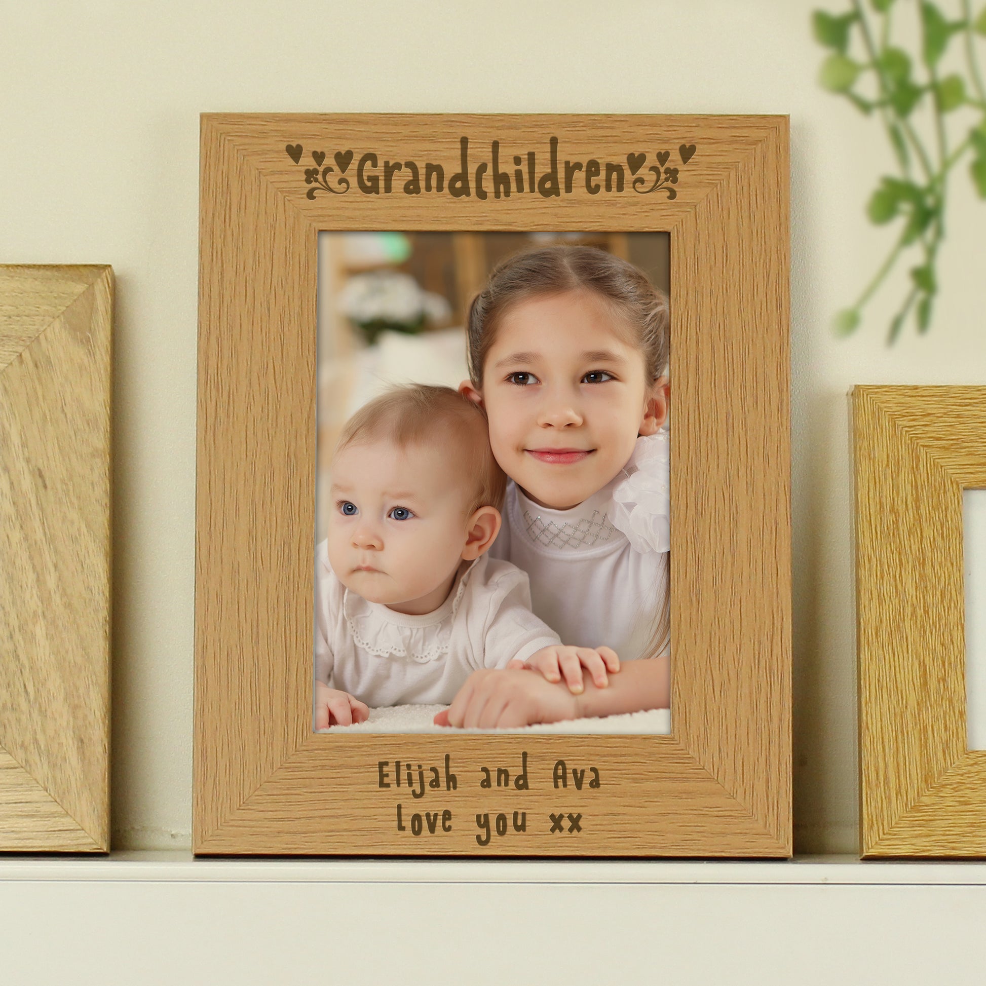 Personalised Grandchildren 5x7 Oak Finish Photo Frame - MK&JD Gifts
