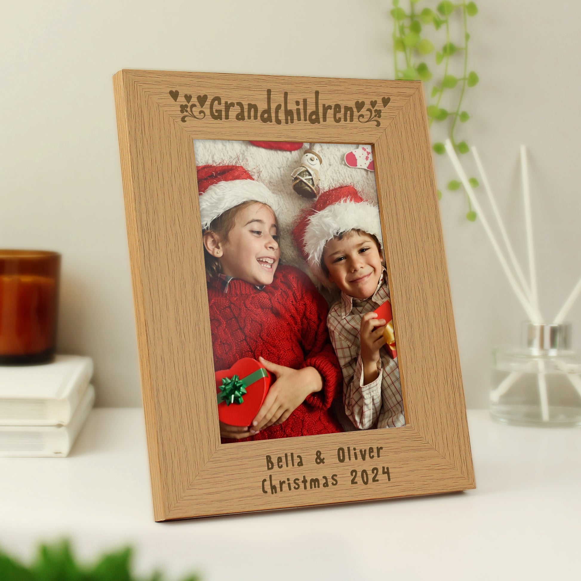 Personalised Grandchildren 5x7 Oak Finish Photo Frame - MK&JD Gifts