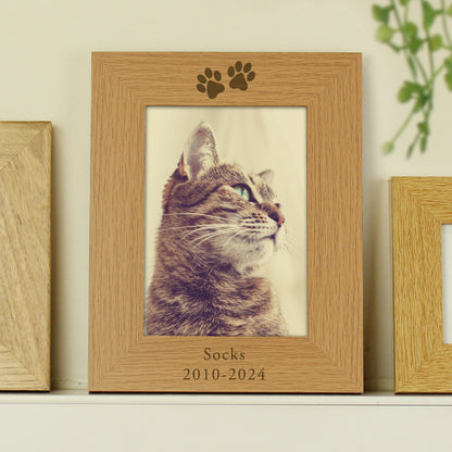 Personalised Paw Prints 5x7 Oak Finish Photo Frame - MK&JD Gifts