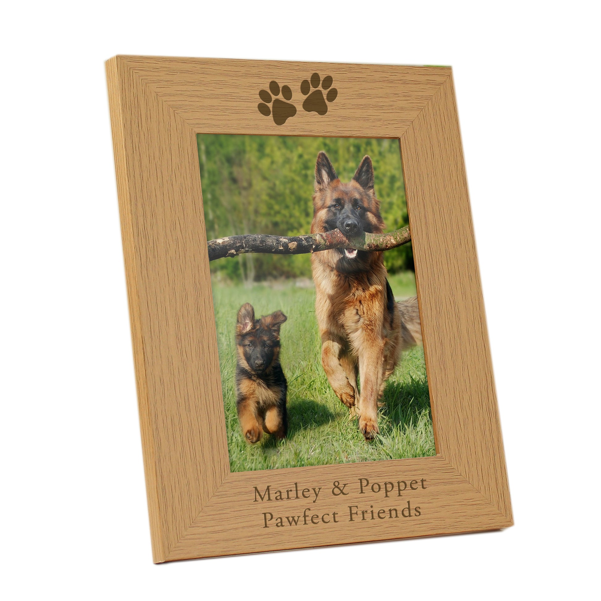 Personalised Paw Prints 5x7 Oak Finish Photo Frame - MK&JD Gifts