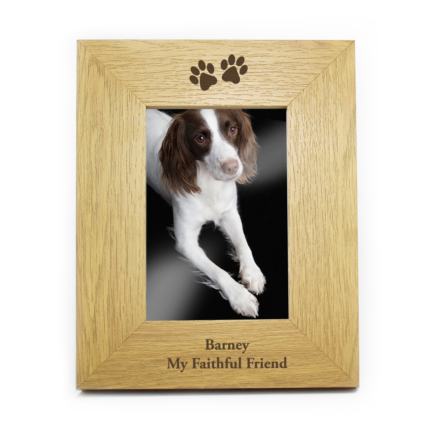 Personalised Oak Finish 6x4 Paw Prints Photo Frame - MK&JD Gifts