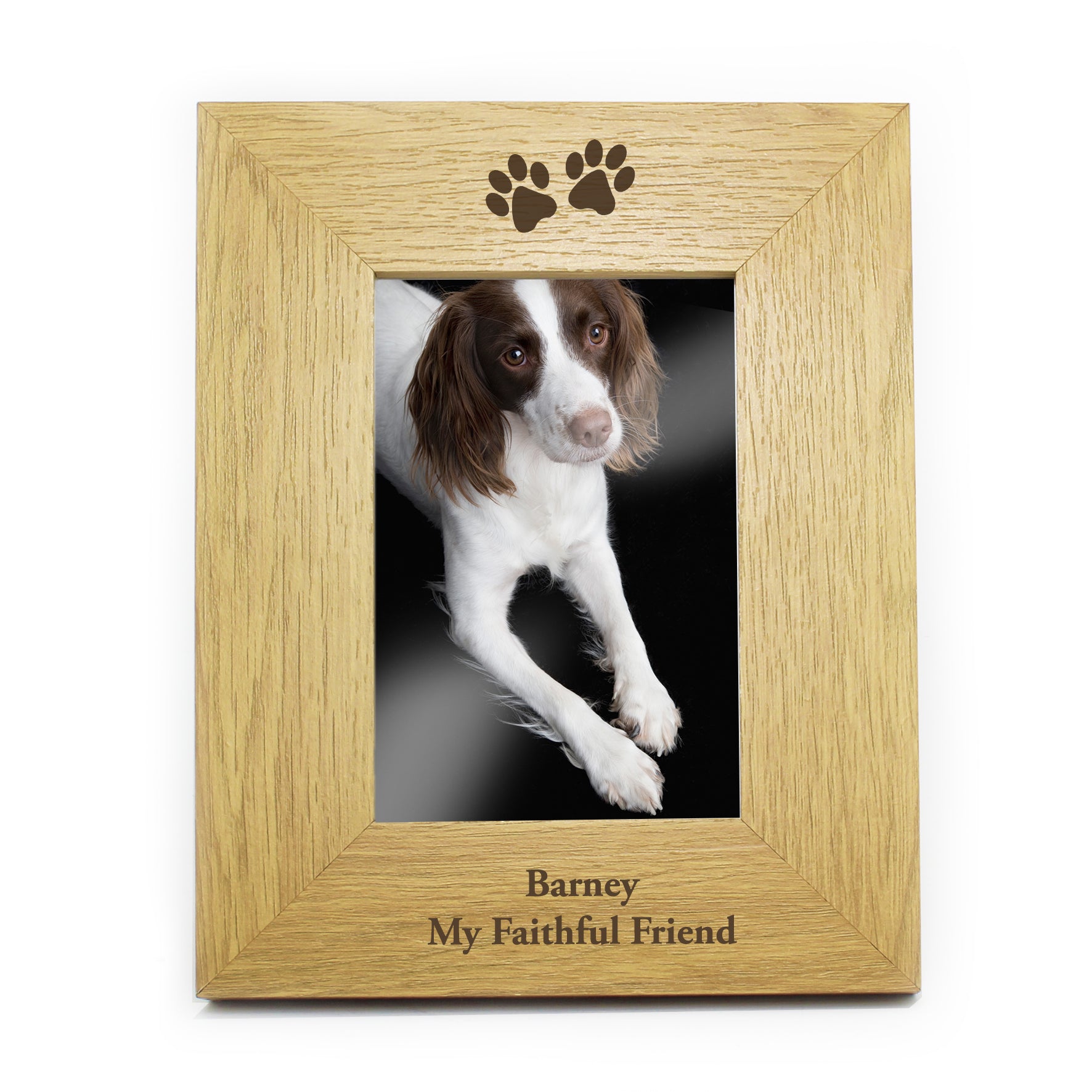 Personalised Oak Finish 6x4 Paw Prints Photo Frame - MK&JD Gifts