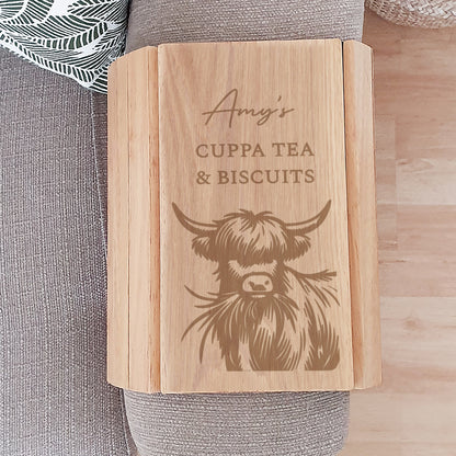 Personalised Highland Cow Sofa Tray - MK&JD Gifts